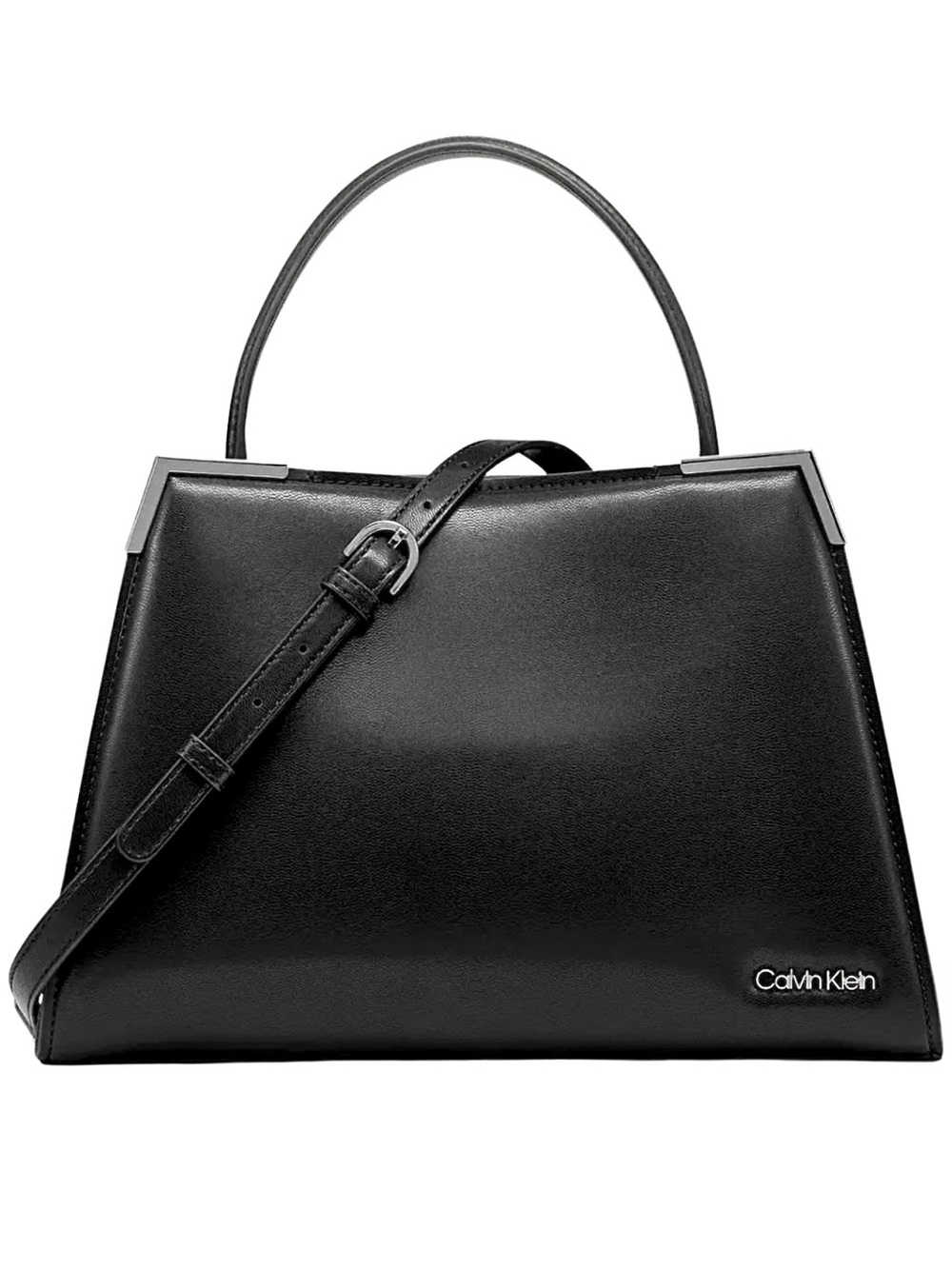Calvin Klein Black Mica Top Handle Convertible Satchel